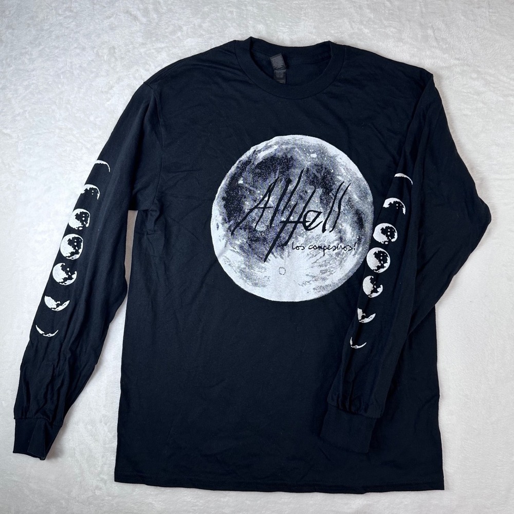 Los Campesinos! All Hell Band T-Shirt Black Long Sleeve Moon Phases Size M
